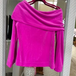 Euc M Lilly Pulitzer elderberry pink Belinda velour one /off shoulder top velvet